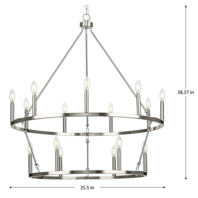 Gilliam 35.5" Brushed Nickel 15-Light Circular Chandelier