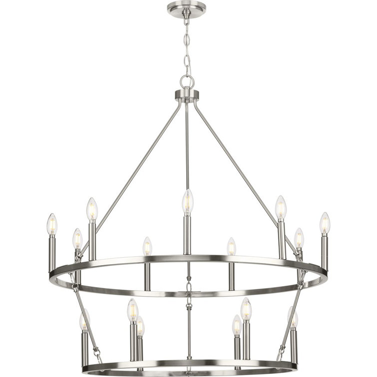 Gilliam 35.5" Brushed Nickel 15-Light Circular Chandelier