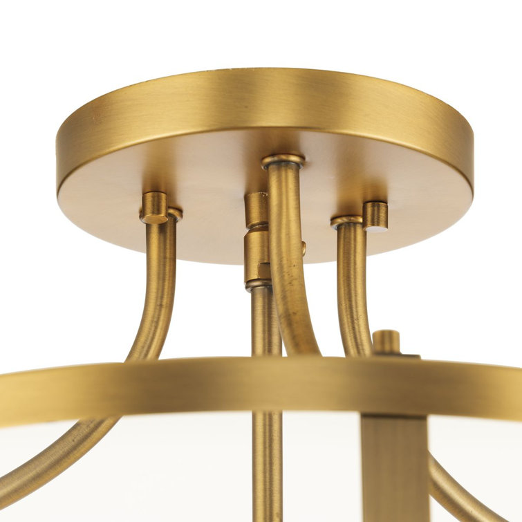 Gilliam 13" Vintage Brass and Glass Semi-Flush Mount Light