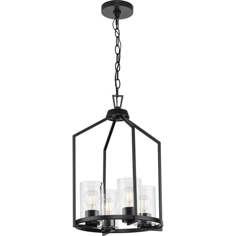 Goodwin Matte Black Glass and Nickel 4-Light Pendant