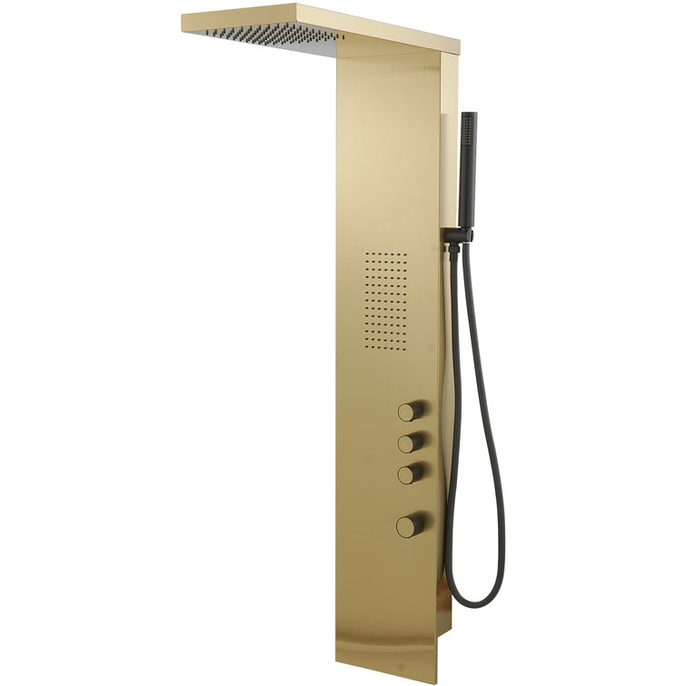 Brushed Gold Stainless Steel Rainfall Shower Panel System