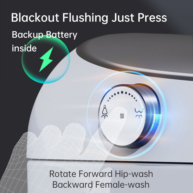 Smart White Elongated Tankless Bidet Toilet with Heated Seat