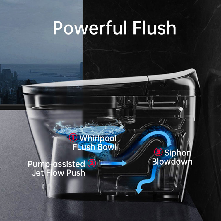 Smart White Elongated Tankless Bidet Toilet with Heated Seat