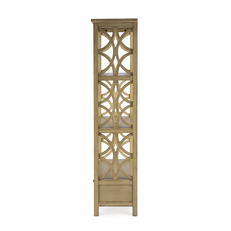 Lorena 30"W Beige Wood 3-Tier Etagere Bookcase with Drawer