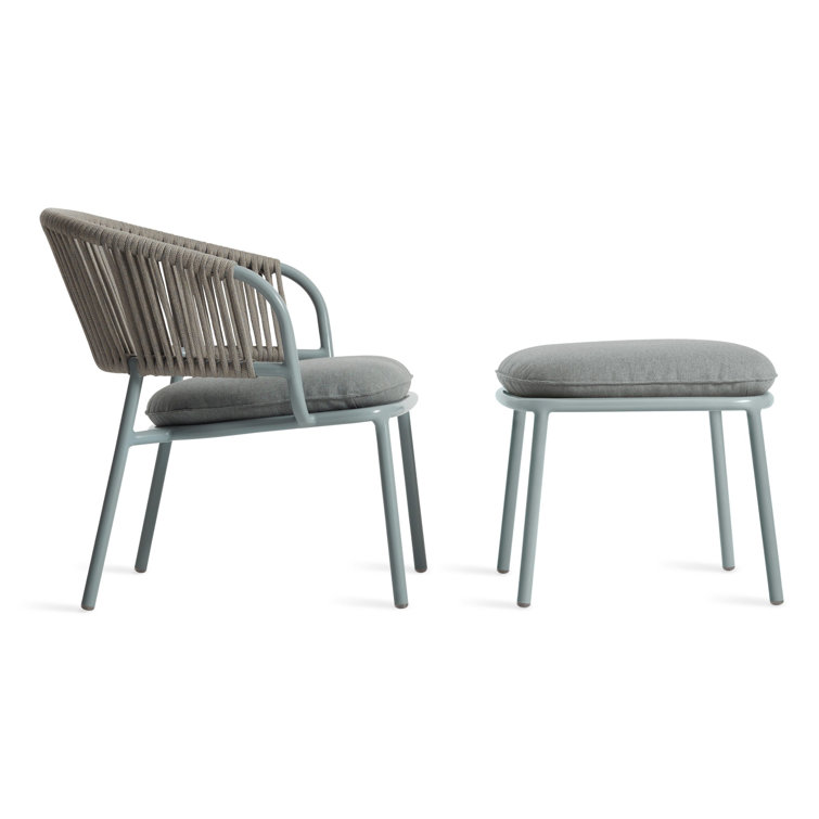 Gray Woven Rope and Aluminum Outdoor Lounge Chair