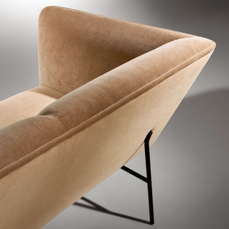 Camel Velvet Tight Back Sofa with Blackened Steel Legs