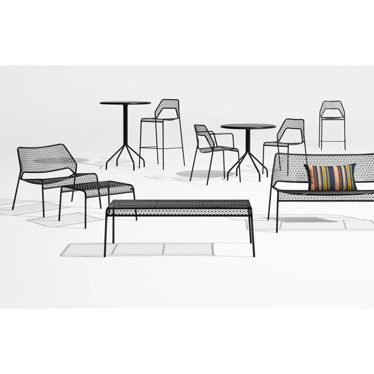 Black Geometric Metal Lounge Chair with 14" Seat Height
