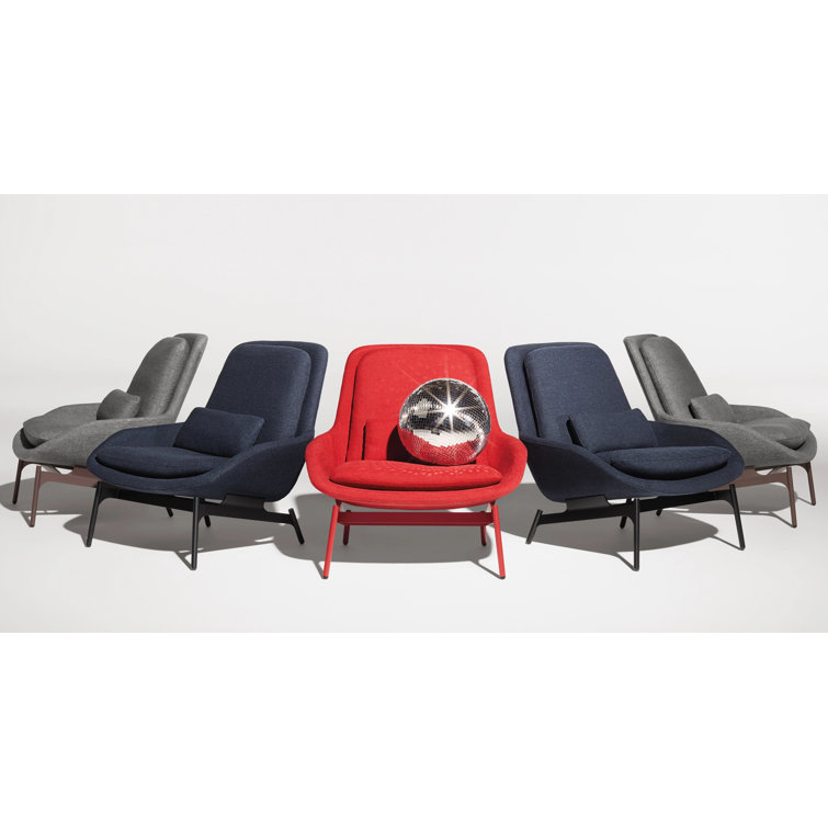 Craig Red Textured Basketweave Lounge Chair with Steel Base