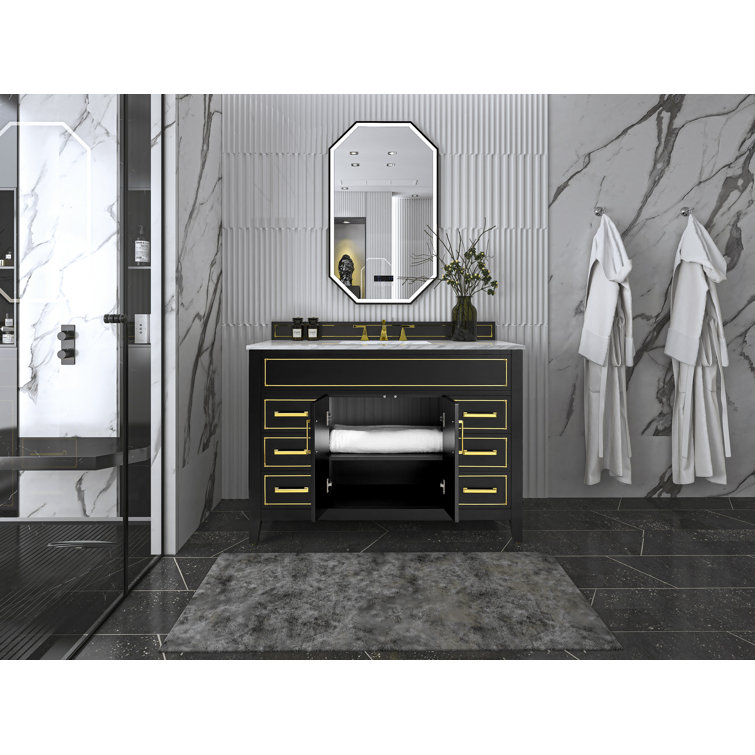 Aspen 48'' Black Onyx Bathroom Vanity with Marble Top
