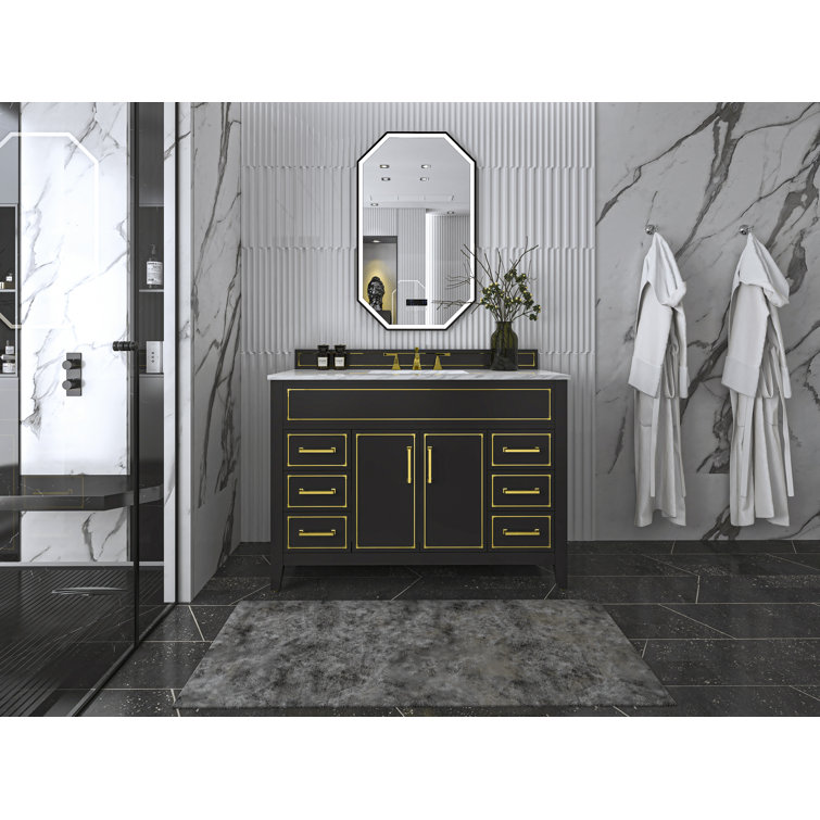 Aspen 48'' Black Onyx Bathroom Vanity with Marble Top