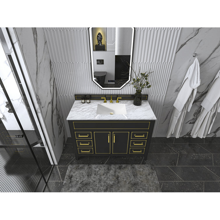 Aspen 48'' Black Onyx Bathroom Vanity with Marble Top