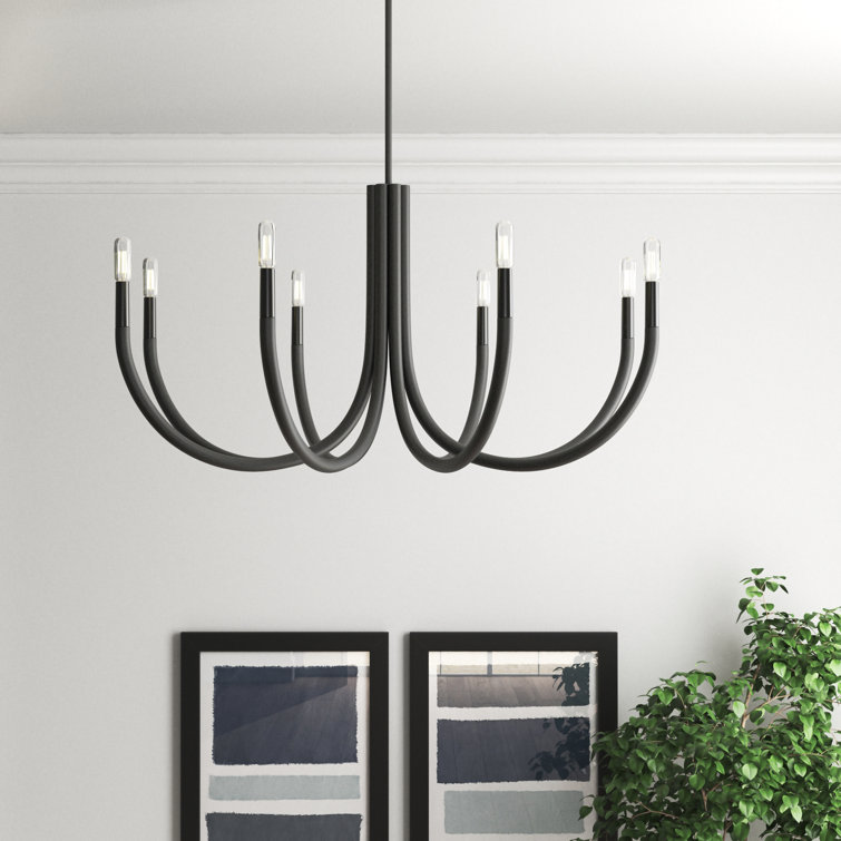 Wand 6-Light Matte Black Modern Candle-Style Chandelier