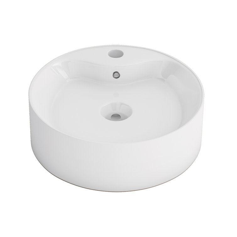 Altair 18.3'' White Ceramic Circular Bathroom Sink with Overflow