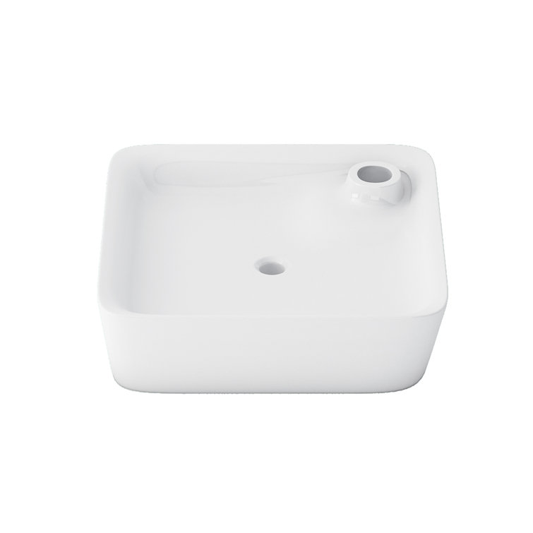 Altair 17'' White Ceramic Square Bathroom Sink with Overflow