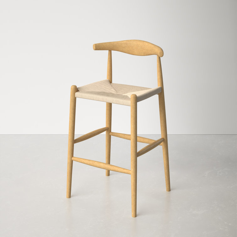 Natural Ash Wood Bar Stool with Paper Cord Seat