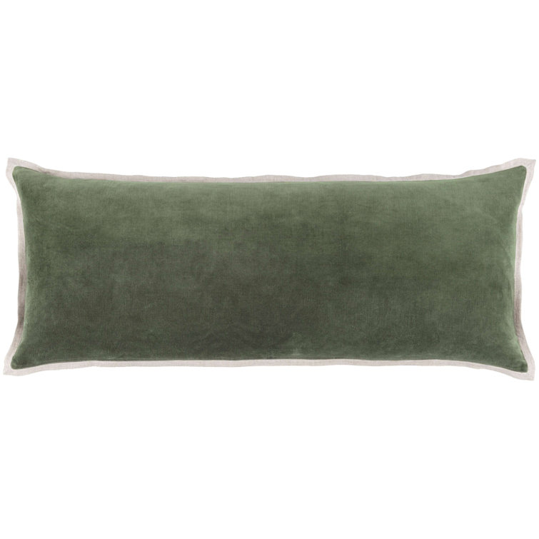 Sage Velvet and Linen Rectangular Decorative Pillow 16x20