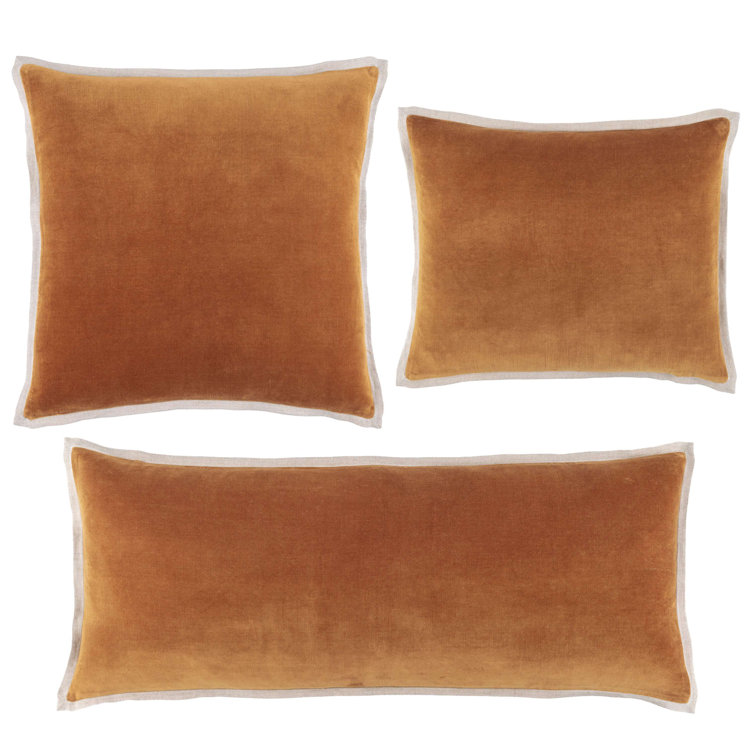 Caramel Velvet and Linen 16x20 Decorative Pillow