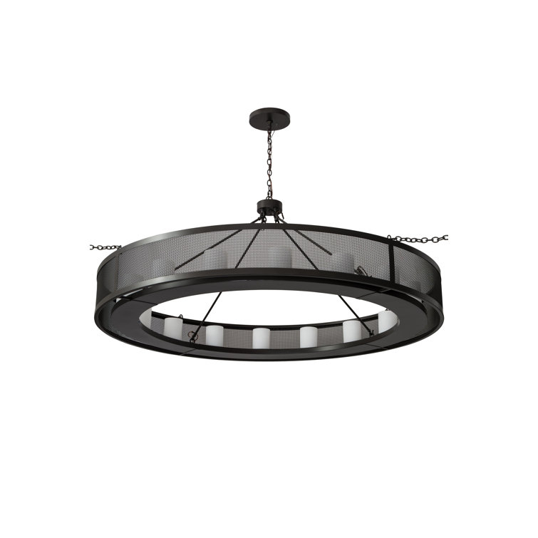 Timeless Bronze 16-Light Industrial Chandelier with Glass Fabric