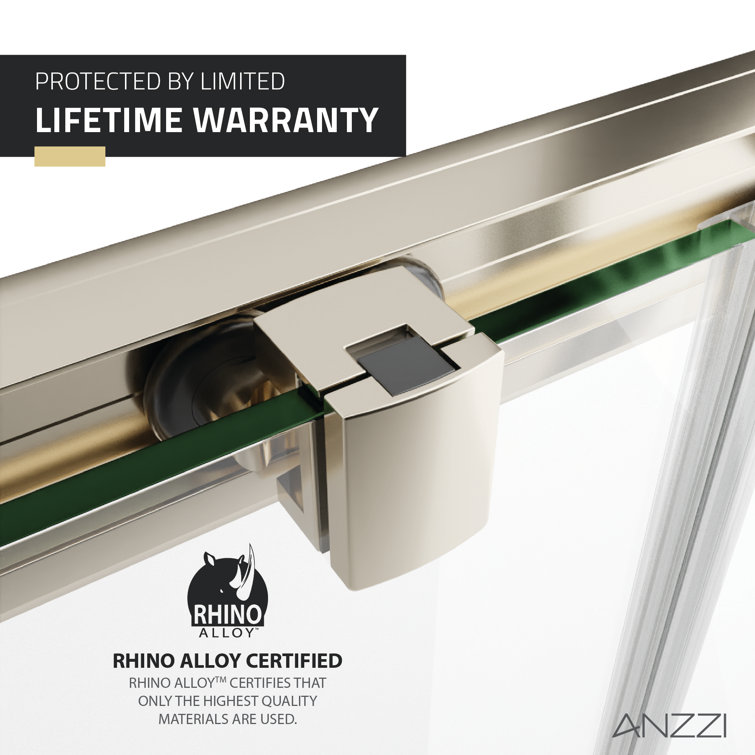 Brushed Nickel Framed Sliding Shower Door with Tempered Glass