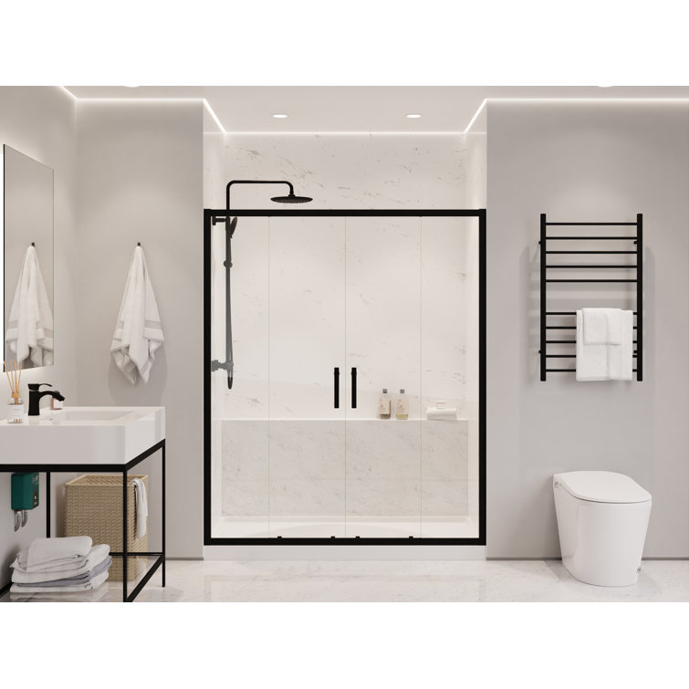 Matte Black 70" x 60.4" Framed Sliding Shower Door