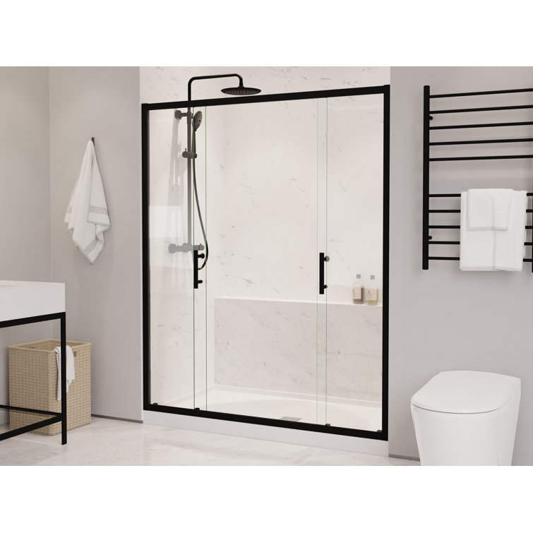 Matte Black 70" x 60.4" Framed Sliding Shower Door