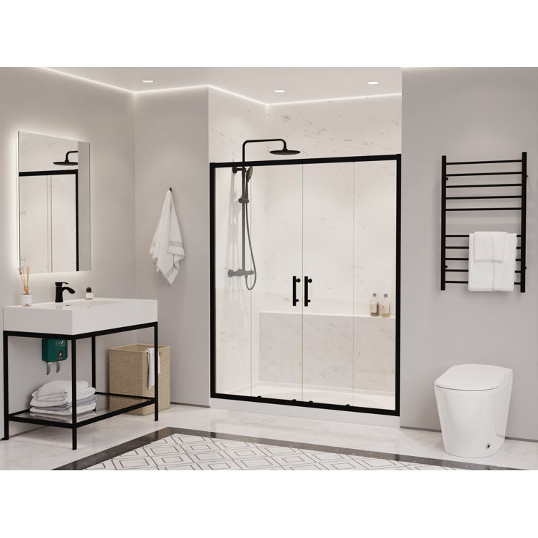 Matte Black 70" x 60.4" Framed Sliding Shower Door