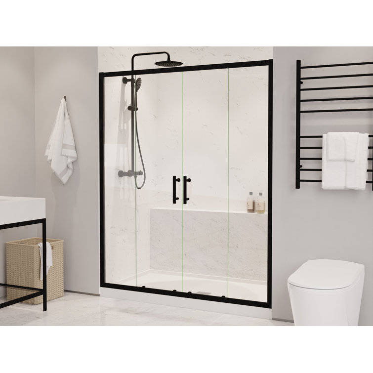 Matte Black 70" x 60.4" Framed Sliding Shower Door
