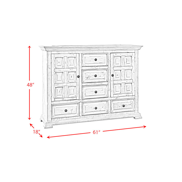 Ruma Rustic Brown Pine Wood 6-Drawer Dresser