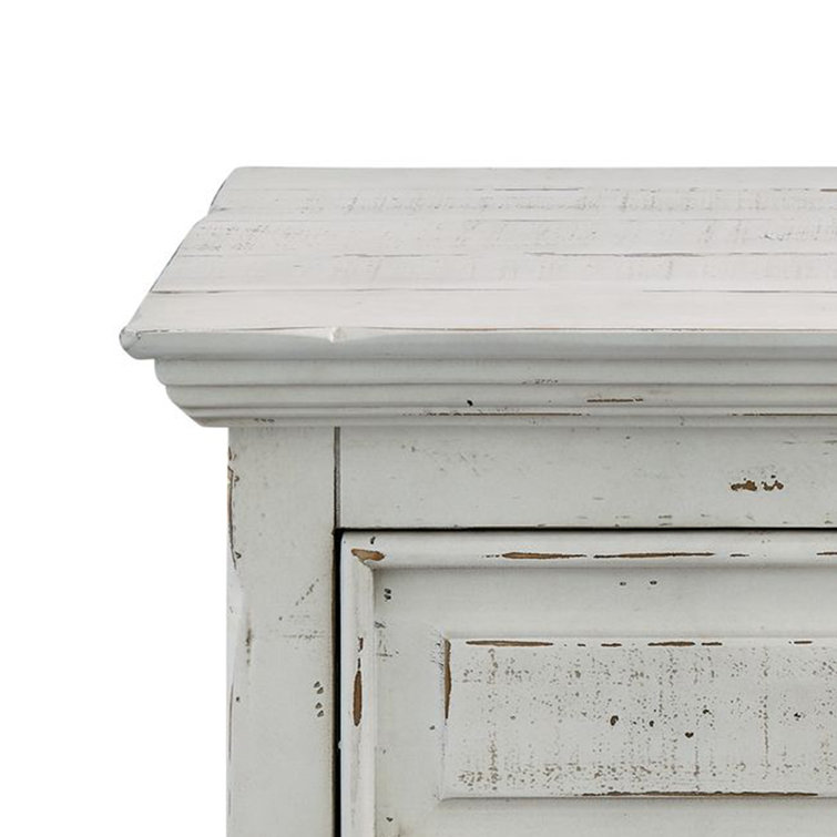 Rustic Farmhouse 61" White Wood Dresser with 6 Dovetail Drawers