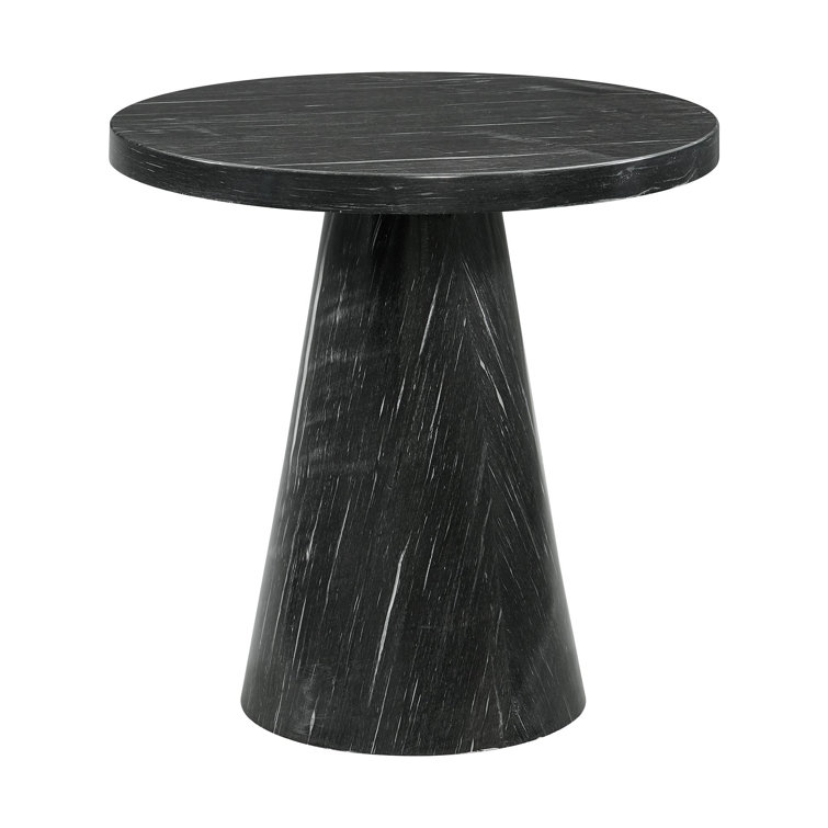 Odette 20" Round Black Marble End Table