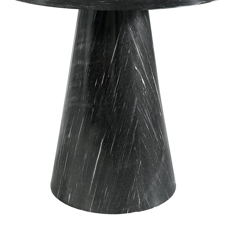 Odette 20" Round Black Marble End Table