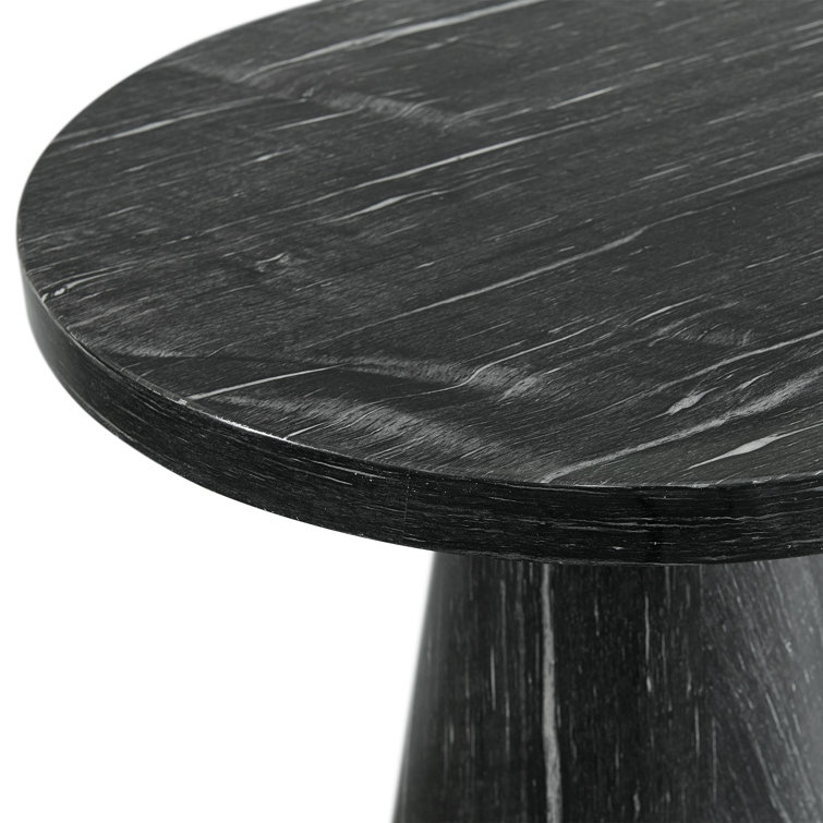 Odette 20" Round Black Marble End Table
