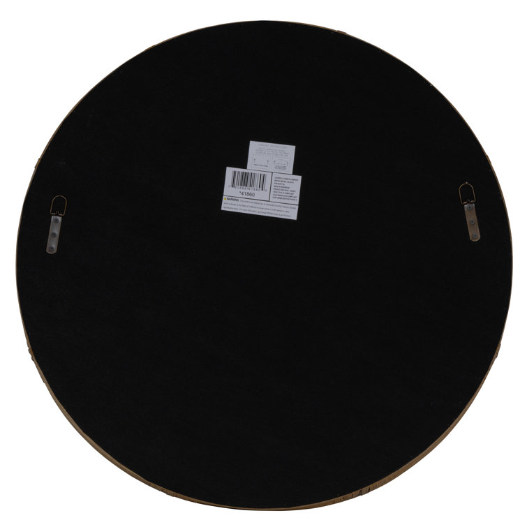 Adaline 35" Natural Round Wood and Rattan Wall Mirror