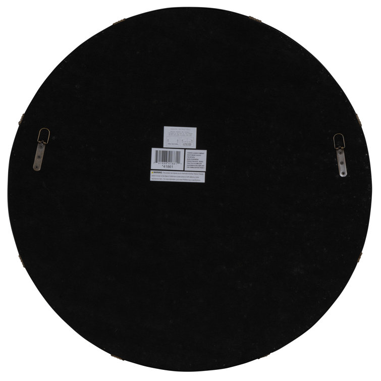 Evan 34.5'' Black Modern Industrial Round Wood Wall Mirror