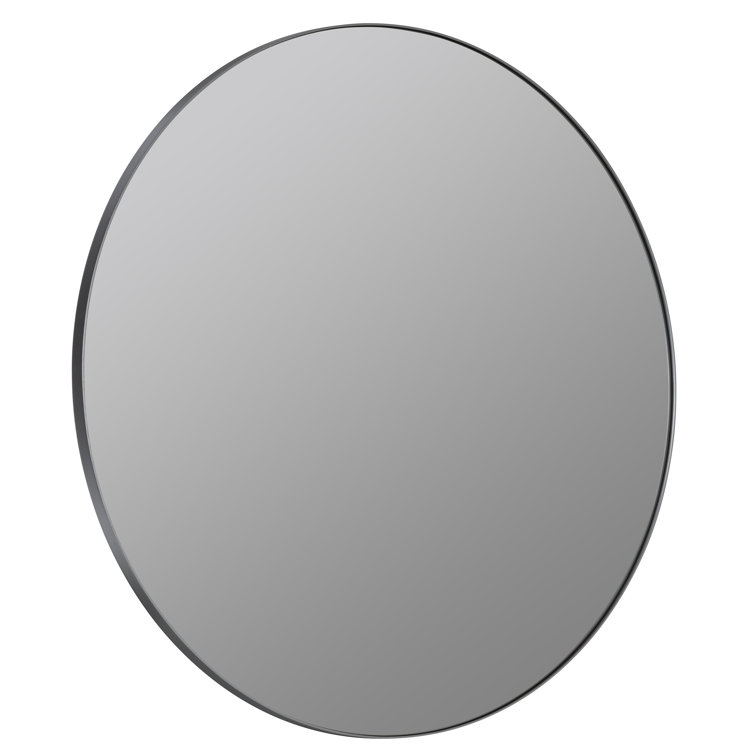 Franco 34" Classic Round Wall Mirror in Glossy Silver