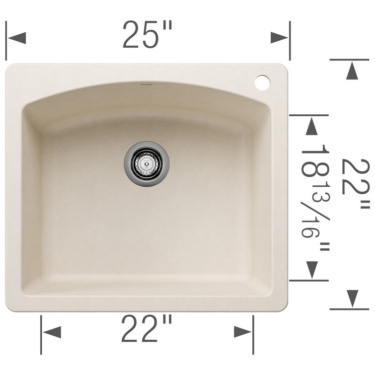 Soft White Stone Single Bowl Drop-In Kitchen Sink