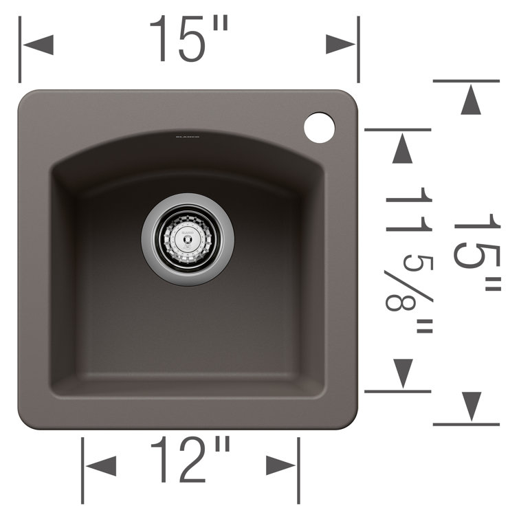 Volcano Gray Granite Composite Drop-In/Undermount Bar Sink