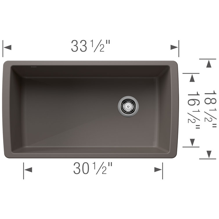 Volcano Gray Granite Composite Single Bowl Undermount Kitchen Sink