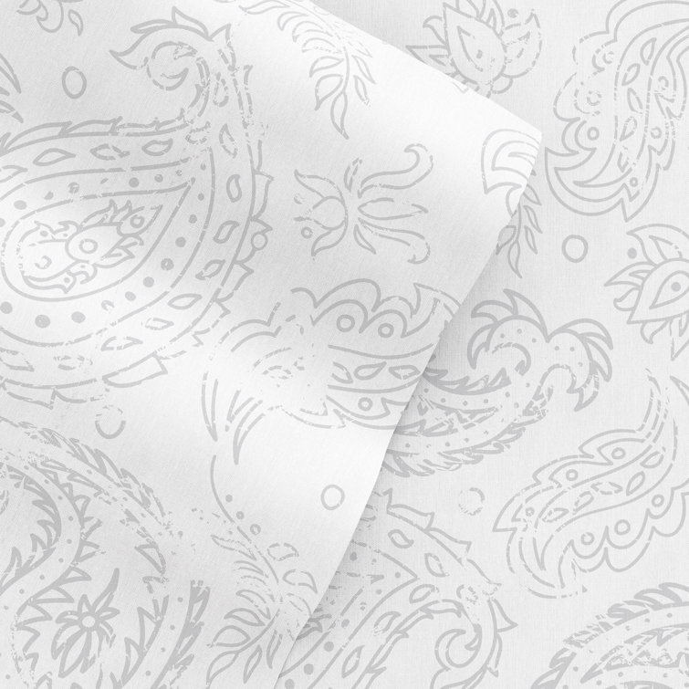 Light Gray Floral Queen Microfiber Deep Pocket Sheet Set