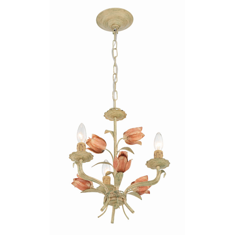 Southport Sage Rose Mini Crystal 3-Light Chandelier