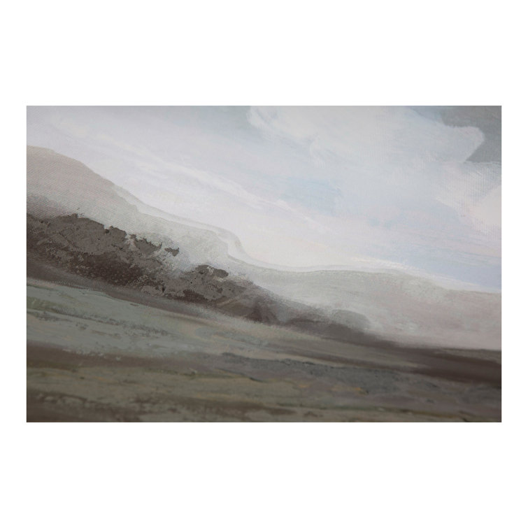 Muted Landscape Drawing Print on Canvas with Pine Frame