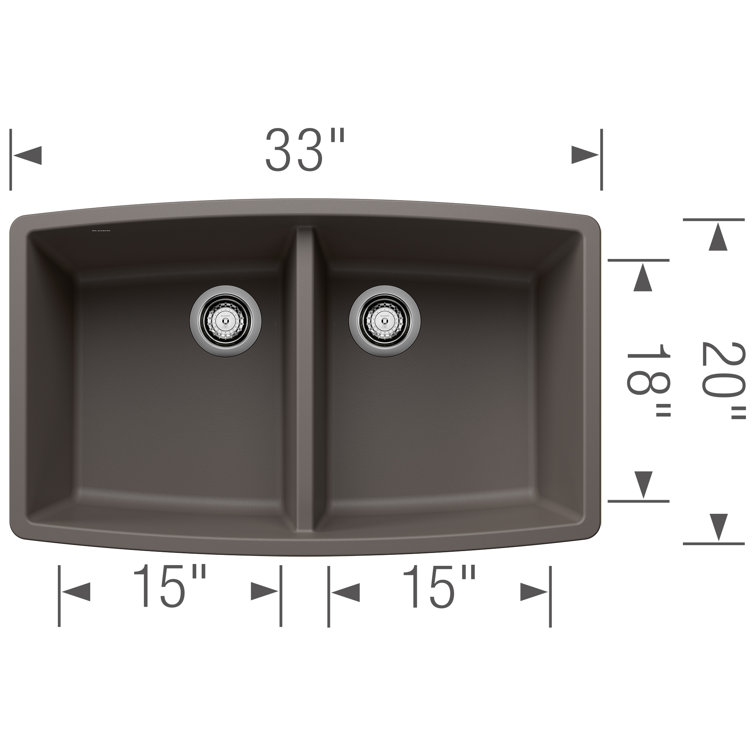 Volcano Gray Granite Double Bowl Undermount Kitchen Sink