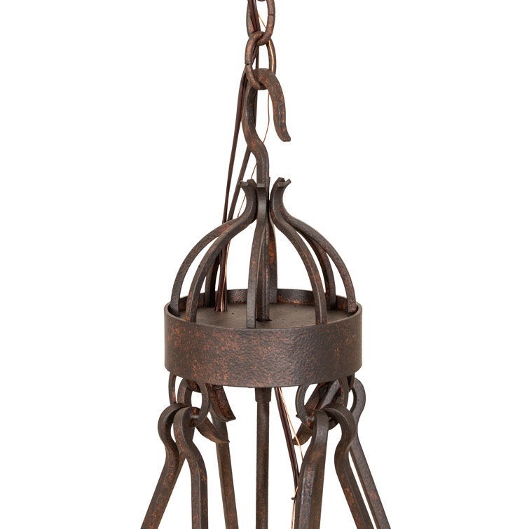 Bronze Mini Wagon Wheel Chandelier with Faux Candlelights