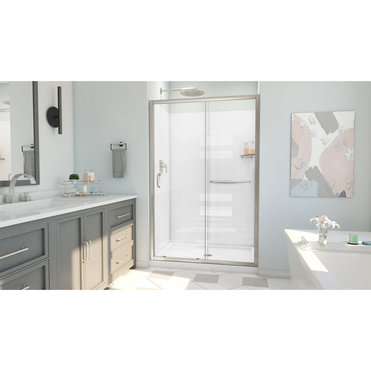 Infinity-Z Brushed Nickel and Clear Glass Sliding Shower Kit