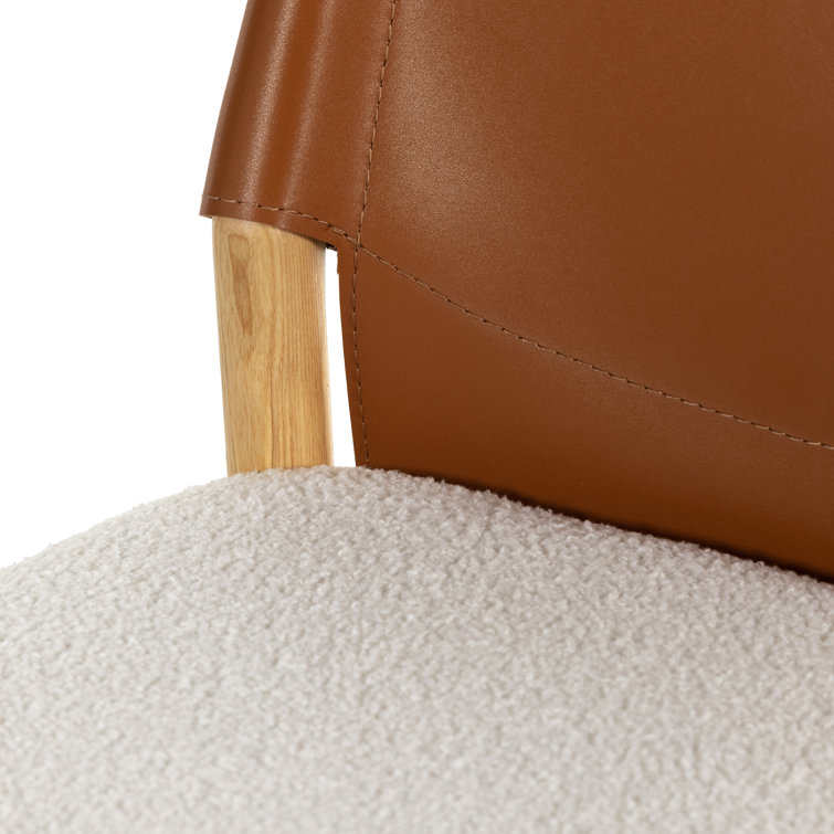 Espresso Leather and Umber Ash Saddle Bar Stool with Cardiff Cream Accent