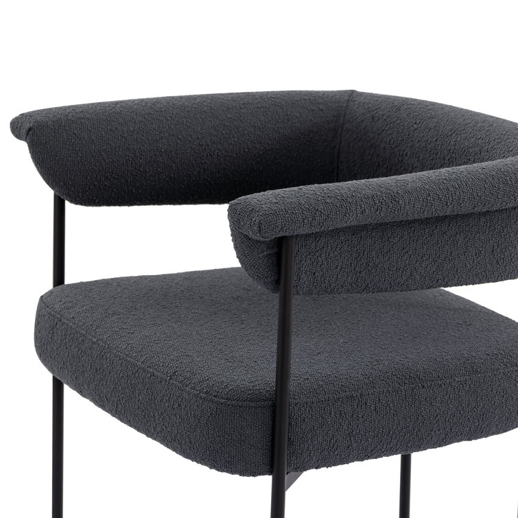 Saddle Style Fiqa Slate Boucle Metal & Leather Counter Stool