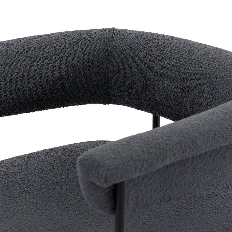 Saddle Style Fiqa Slate Boucle Metal & Leather Counter Stool
