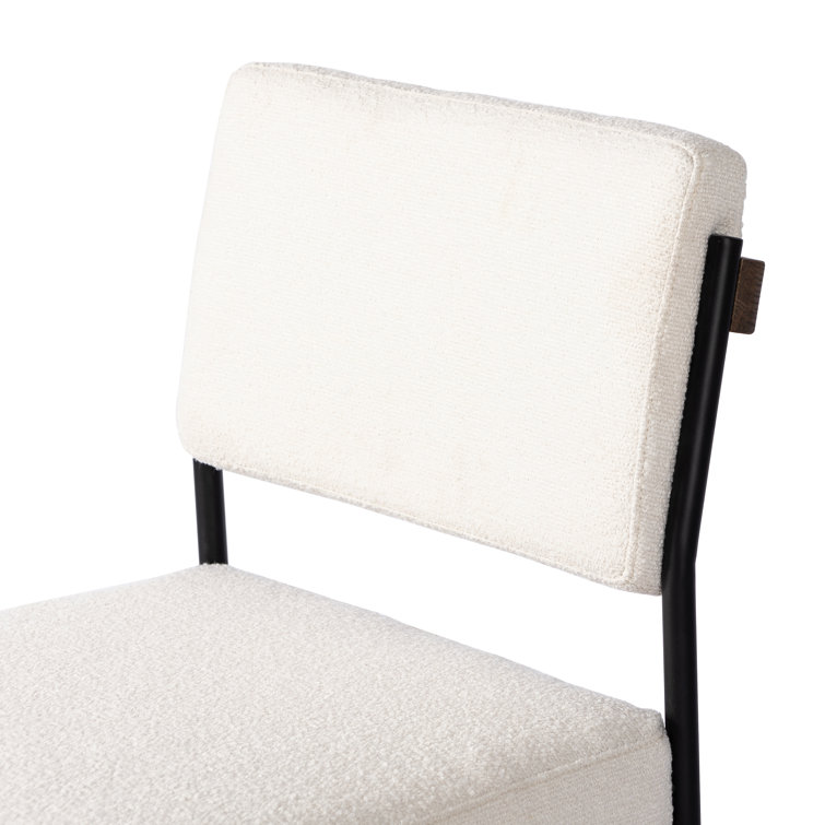 Ashford Fayette Cloud White Leather Counter Stool with Black Metal Frame