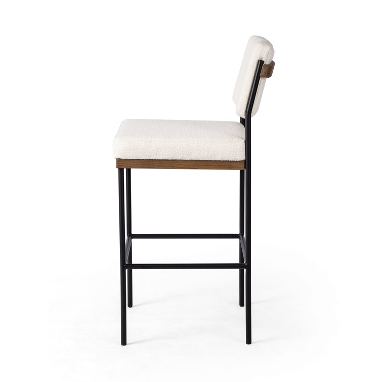 Ashford Fayette Cloud White Leather Counter Stool with Black Metal Frame