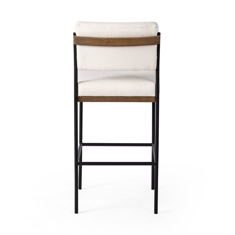 Ashford Fayette Cloud White Leather Counter Stool with Black Metal Frame